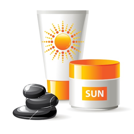 2 sunblock creams and spa stonesのイラスト素材