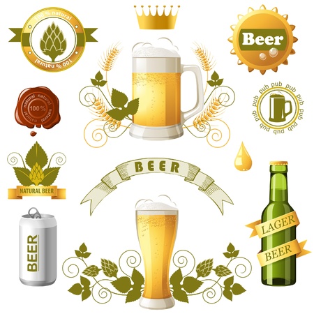 Set of bright beer emblemsのイラスト素材