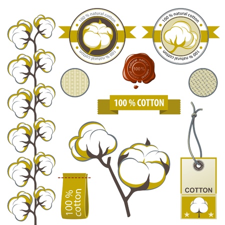 Highly detailed cotton emblems setのイラスト素材