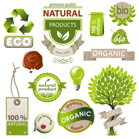Highly detailed ecology and nature emblems setのイラスト素材