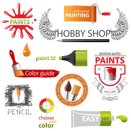 Colorful paint icons and emblems のイラスト素材