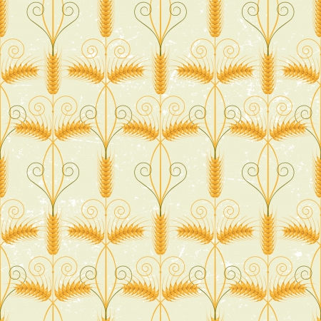 Retro-styled wheat seamlessのイラスト素材