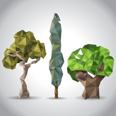 Trees icons in origami styleのイラスト素材