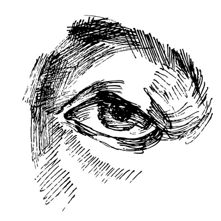 black and white eye sketchのイラスト素材