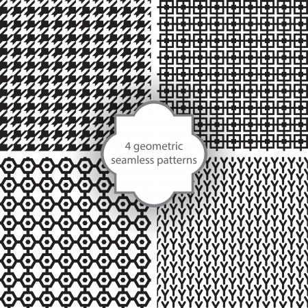 4 geometric seamless patternsのイラスト素材
