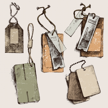 5 hand drawn tags with place for your textのイラスト素材