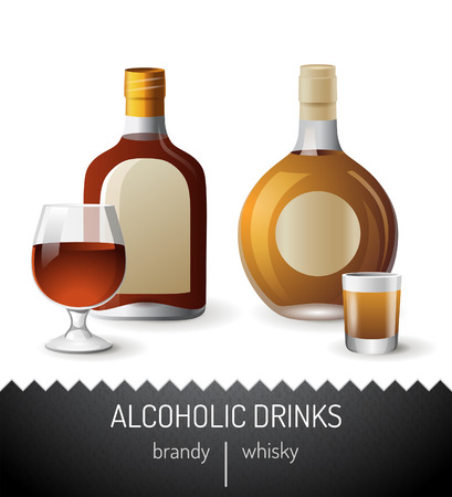 2 alcoholic drinks - brandy and whiskyのイラスト素材