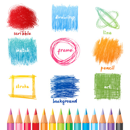 9 vector scribble framesのイラスト素材