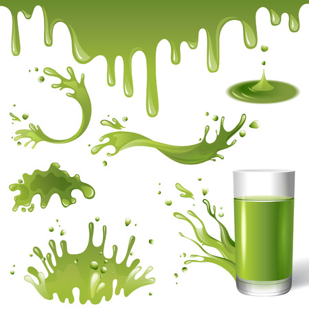 green juice splashes のイラスト素材
