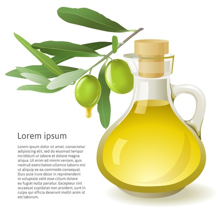 Bottle with olive oil over white backgroundのイラスト素材