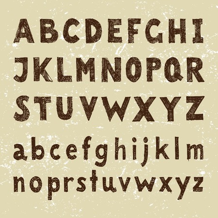 Hand drawn alphabet in vintage styleのイラスト素材