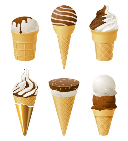 6 ice cream icons over white backgroundのイラスト素材
