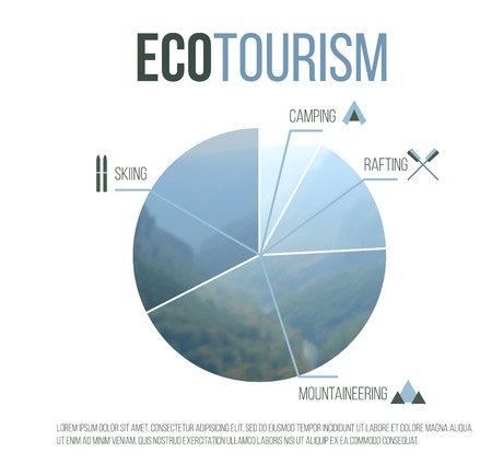 Eco tourism graph over white backgroundのイラスト素材