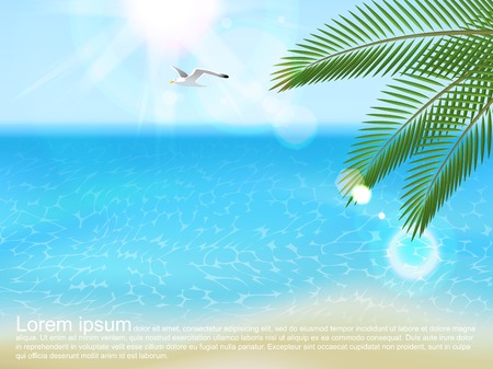 Summer sea landscape with type designのイラスト素材