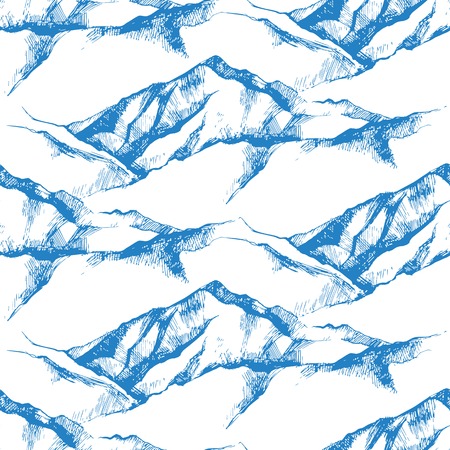 hand drawn mountain seamless patternのイラスト素材