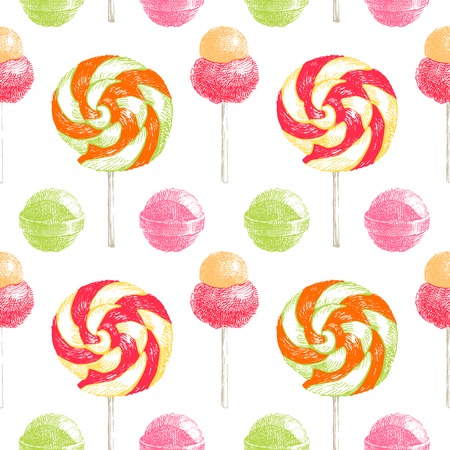 hand drawn seamless pattern with lollipopsのイラスト素材