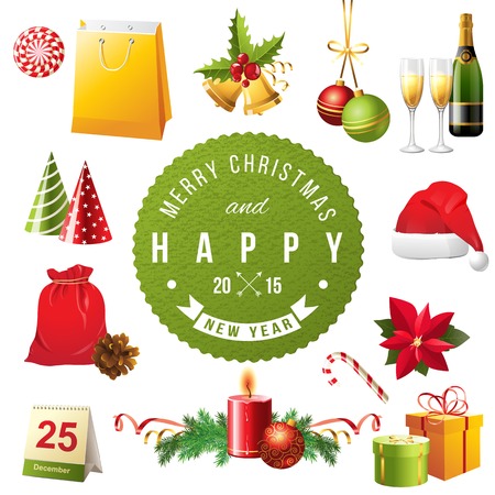 bright Christmas design elements setのイラスト素材