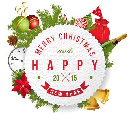 Christmas and happy new year 2015 labelのイラスト素材