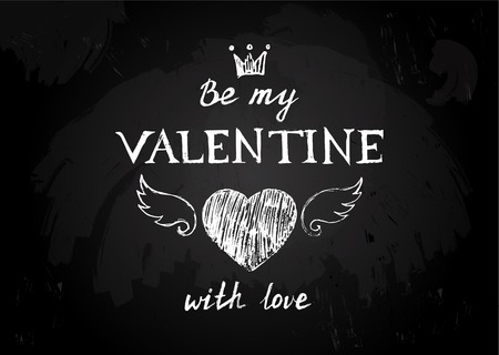 Chalk board  with hand drawn Valentines type designのイラスト素材