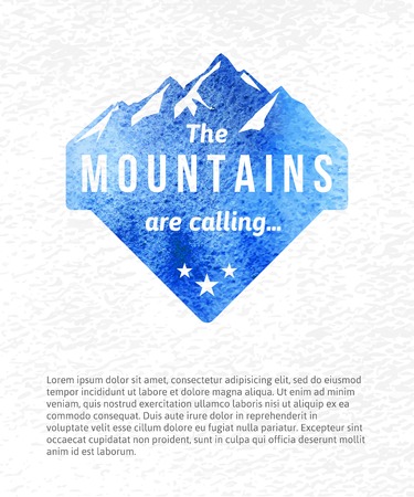 Watercolor mountain label with type designのイラスト素材