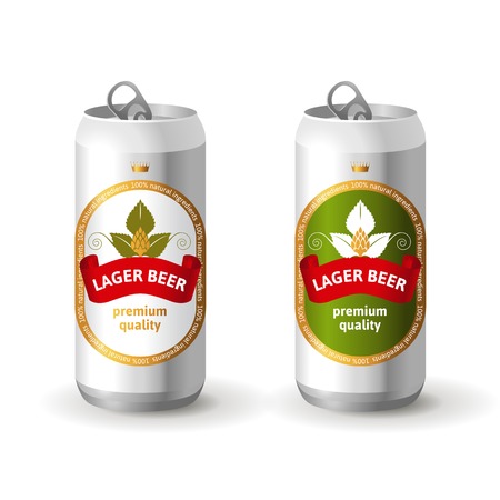 2 aluminium beer cans with different labelsのイラスト素材
