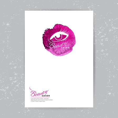 Brochure  template with beauty salon on watercolor backgroundのイラスト素材