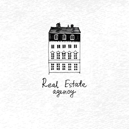 Real estate hand drawn templateのイラスト素材