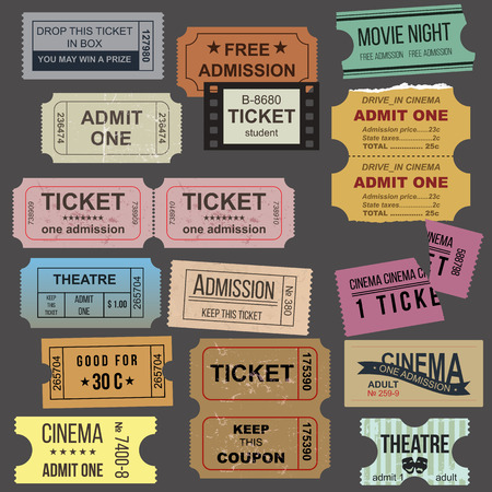 Great vintage tickets collection over dark backgroundのイラスト素材