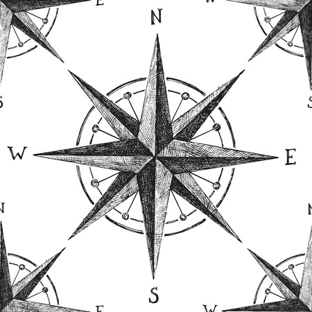 seamless pattern with hand drawn wind roseのイラスト素材