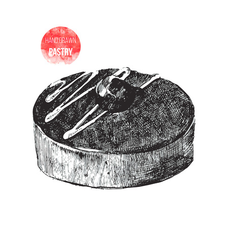 Hand drawn black and white  chocolate pastryのイラスト素材