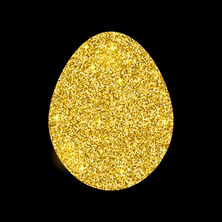 Happy Easter golden egg on black backgroundのイラスト素材
