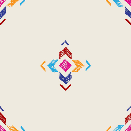 Bright hand drawn tribal seamless patternのイラスト素材