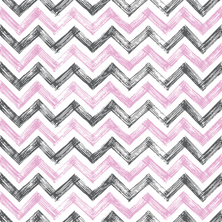 vintage zigzag hand drawn patternのイラスト素材