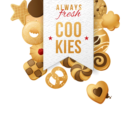 Paper label with type design and cookiesのイラスト素材
