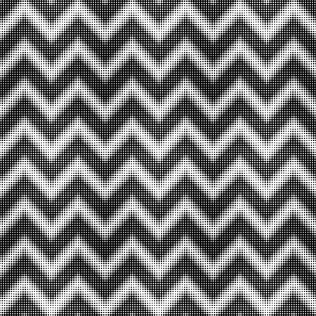 seamless halftone zigzag black and white patternのイラスト素材