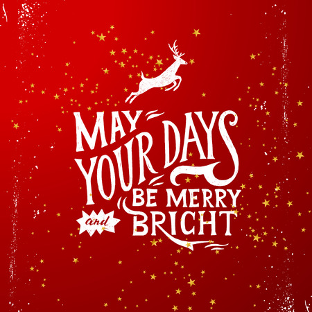 Christmas card with hand drawn lettering - may your days be merry and brightのイラスト素材