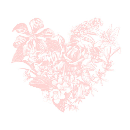 Hand drawn highly detailed vector floral heartのイラスト素材