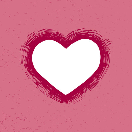 Hand drawn vector heart on pink backgroundのイラスト素材