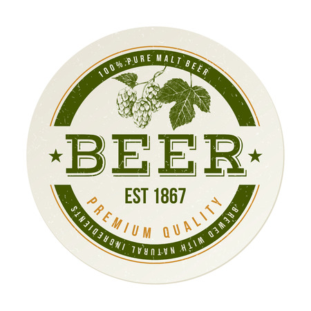 beer emblem with hand drawn hop brunchのイラスト素材