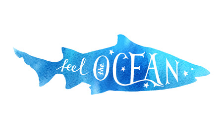 Hand drawn lettering - feel the oceanのイラスト素材