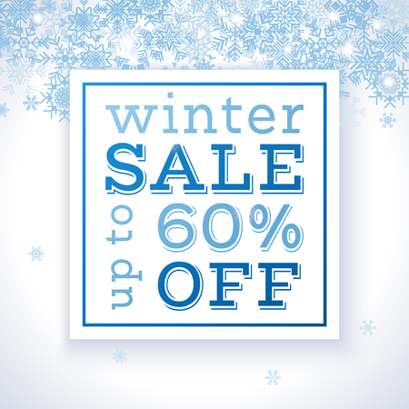 Delicate winter sale poster template with snowflakes. Vector illustrationのイラスト素材