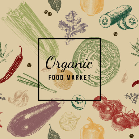 Organic food market emblemのイラスト素材