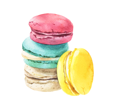 Watercolor macaroons stackの写真素材