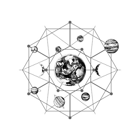 Solar system sacred geometryのイラスト素材