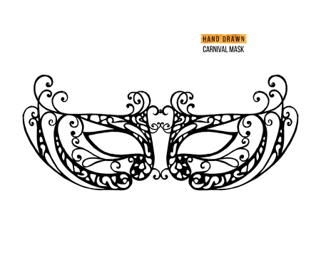 Hand drawn Venetian carnival metallic mask. Vector illustrationのイラスト素材