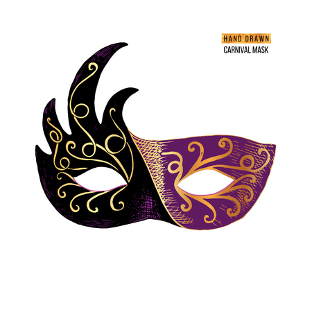 Hand drawn Venetian carnival masquerade mask. Vector illustrationのイラスト素材