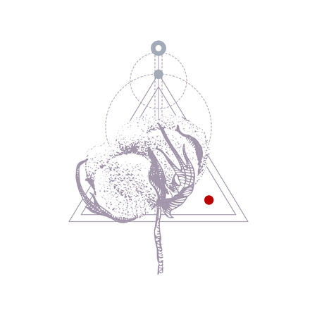 Geometry tattoo with hand drawn cottonのイラスト素材