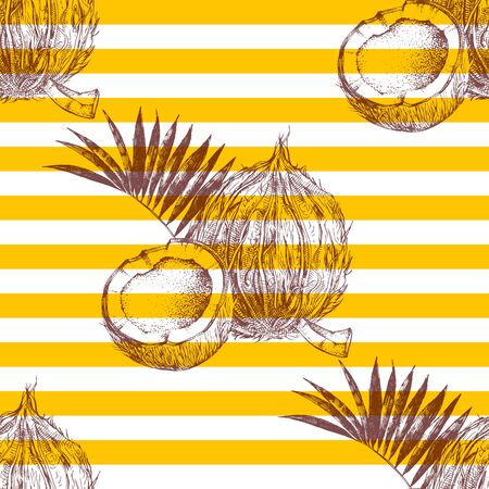 Seamless pattern with hand drawn coconutsのイラスト素材