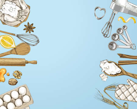 Hand drawn baking backgroundのイラスト素材