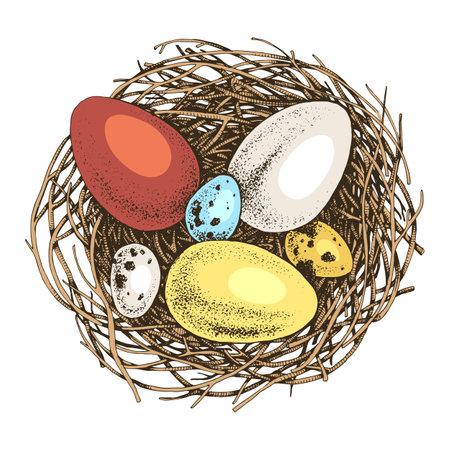 Hand drawn eggs and nests. Easter elementのイラスト素材